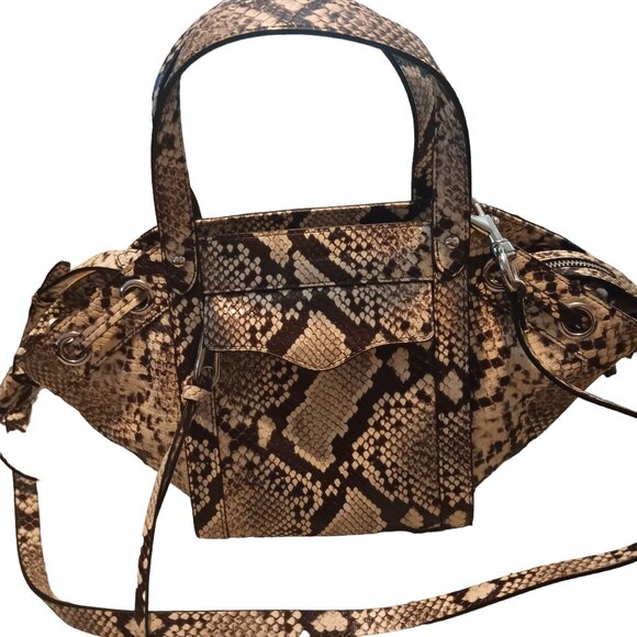 Rebecca Minkoff Handbags - Rebecca Minkoff Crossbody Handbag Purse Black and white Snakeskin Satchel EUC